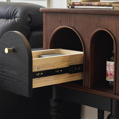 Traditional Vintage Rectangular Solid Wood Multi-Layer Board Solid Wood Storage Cabinet 4-Leg 1-Drawer For Living Room