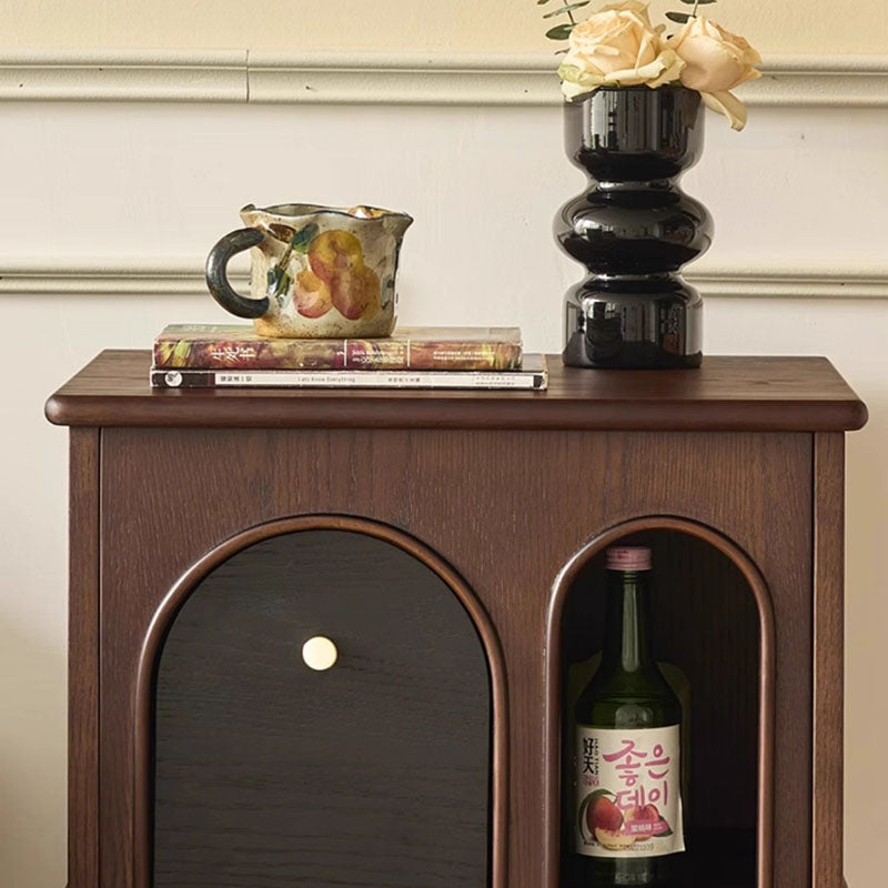 Traditional Vintage Rectangular Solid Wood Multi-Layer Board Solid Wood Storage Cabinet 4-Leg 1-Drawer For Living Room