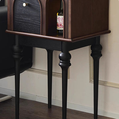 Traditional Vintage Rectangular Solid Wood Multi-Layer Board Solid Wood Storage Cabinet 4-Leg 1-Drawer For Living Room