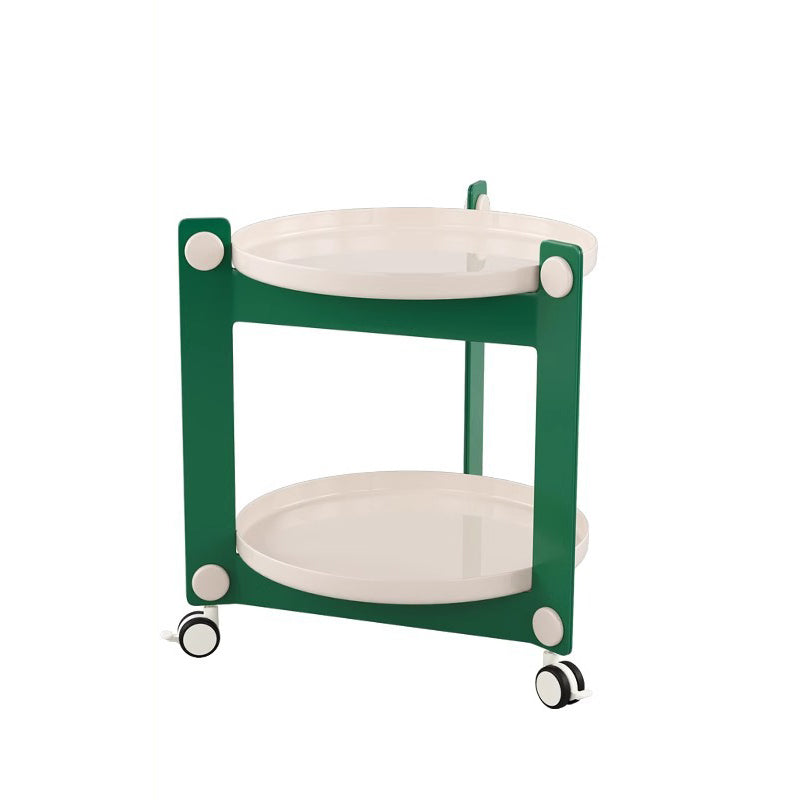 Modern Minimalist Round Acrylonitrile Butadiene Styrene End Table 2-Tier Movable For Living Room