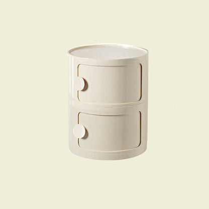 Modern Minimalist Round Plastic Nightstand 2/3-Cabinet For Bedroom