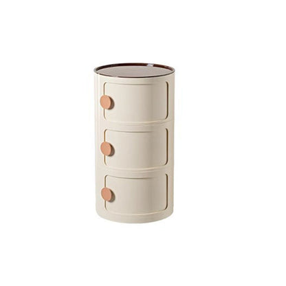 Modern Minimalist Round Plastic Nightstand 2/3-Cabinet For Bedroom
