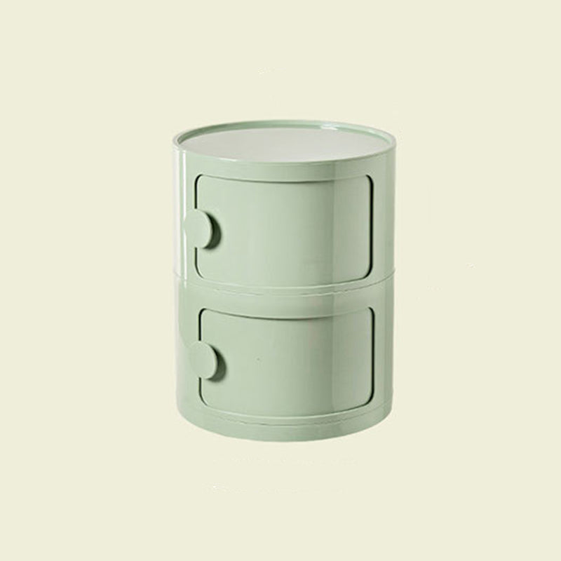 Modern Minimalist Round Plastic Nightstand 2/3-Cabinet For Bedroom