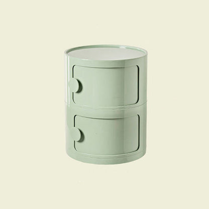 Modern Minimalist Round Plastic Nightstand 2/3-Cabinet For Bedroom