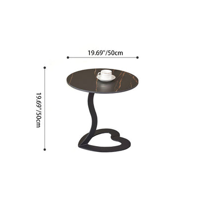 Modern Minimalist Round Stone Slab Iron End Table For Living Room