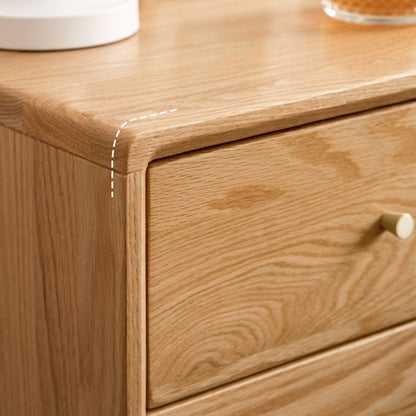 Modern Minimalist Rectangular Solid Wood Nightstand 4-Leg 2-Drawer For Bedroom