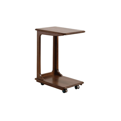 Modern Minimalist Rectangular Solid Wood End Table 2-Tier Movable For Living Room