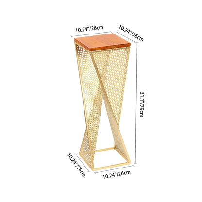 Modern Minimalist Square Metal Solid Wood Display Rack Openwork Design For Living Room