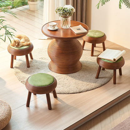 Traditional Vintage Round Solid Wood Multilayer Board Coffee Table For Living Room