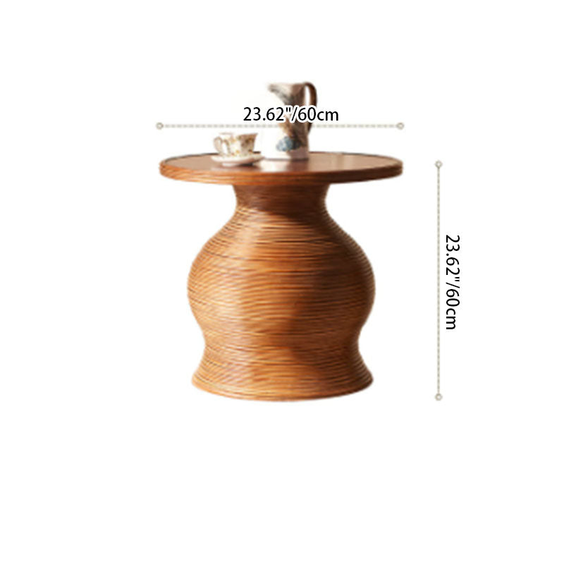 Traditional Vintage Round Solid Wood Multilayer Board Coffee Table For Living Room
