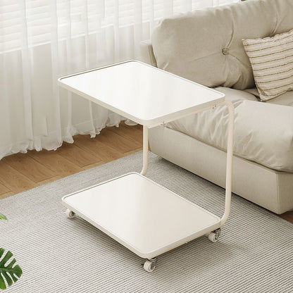 Modern Minimalist Rectangular Medium Density Fiberboard Iron Frame End Table 2-Tier For Living Room