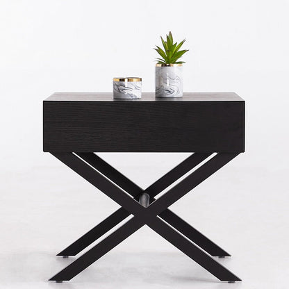 Modern Minimalist Rectangle Medium Density Fiberboard Ash Wood Nightstand 1-Drawer For Bedroom
