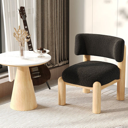 Contemporary Scandinavian Sintered Stone Carbon Steel Iamb Fleece Sponge Round Accent Chair & Table Set For Living Room