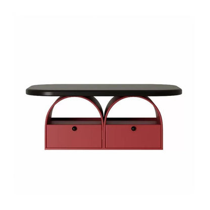 Contemporary Simplicity Rectangle Solid Wood Multi-layer Board Coffee Table 2-Drawer For Living Room