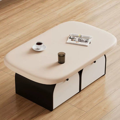 Contemporary Simplicity Rectangle Solid Wood Multi-layer Board Coffee Table 2-Drawer For Living Room