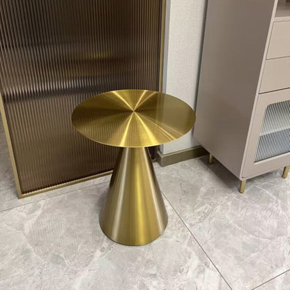 Modern Minimalist Round Stainless Steel Side Table 1-Tier For Living Room