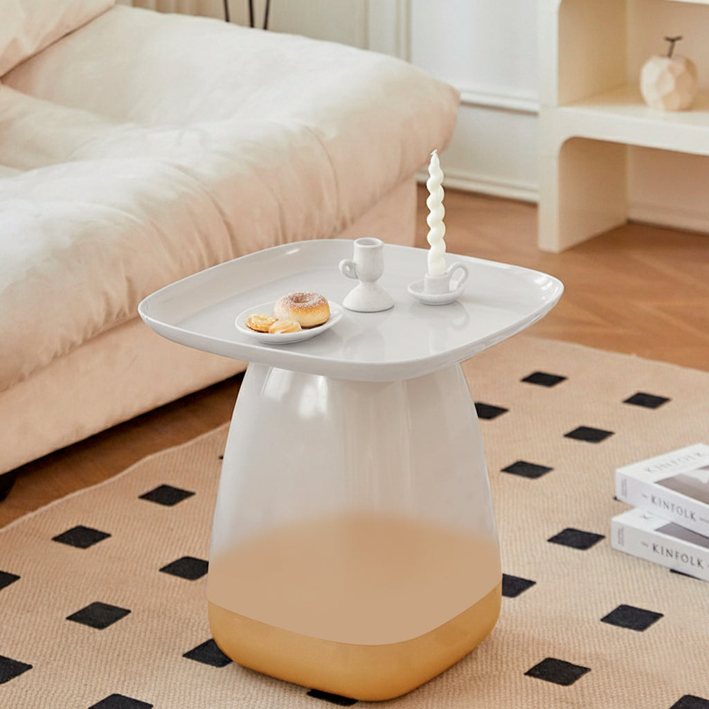 Contemporary Scandinavian Square PP Plastic Side Table 1-Tier For Living Room