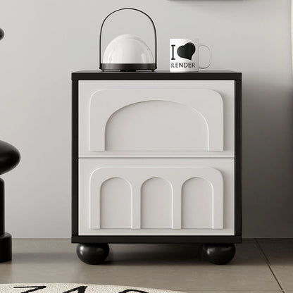 Contemporary Scandinavian Square Solid Wood Multi-layer Board MDF Nightstand 2-Drawer For Bedroom