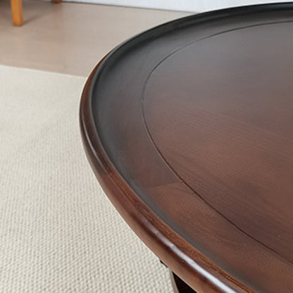 Traditional Vintage Round Rubberwood Coffee Table 2-Tier For Living Room