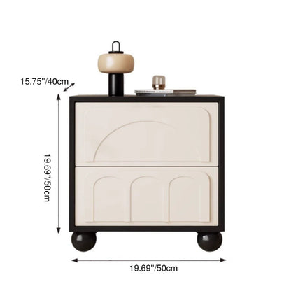 Contemporary Scandinavian Square Solid Wood Multi-layer Board MDF Nightstand 2-Drawer For Bedroom