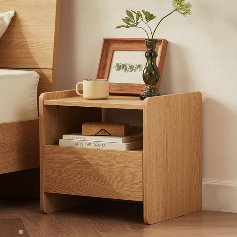Contemporary Scandinavian Rectangular Particle Board Nightstand 1-Drawer For Bedroom