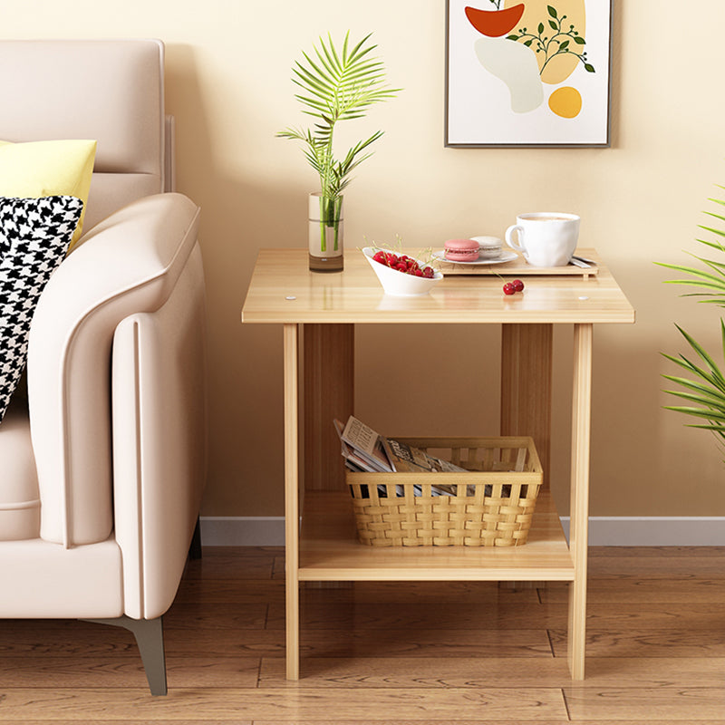 Modern Minimalist Square MDF Side Table 2-Tier For Living Room