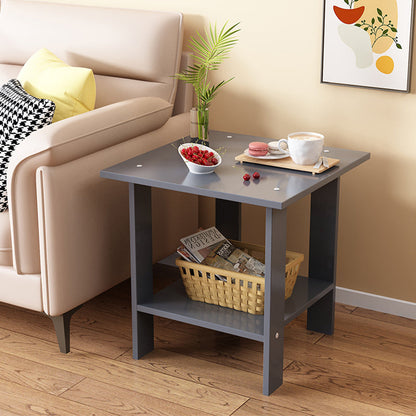 Modern Minimalist Square MDF Side Table 2-Tier For Living Room