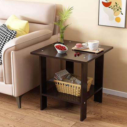 Modern Minimalist Square MDF Side Table 2-Tier For Living Room