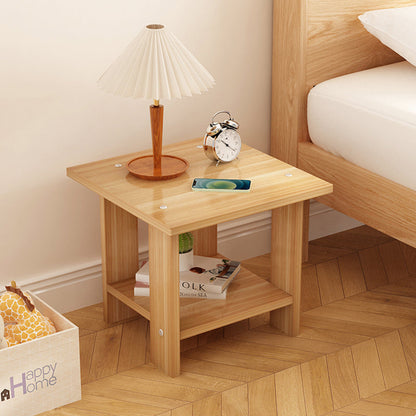 Modern Minimalist Square MDF Side Table 2-Tier For Living Room