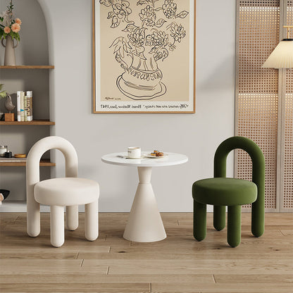 Contemporary Scandinavian Sintered Stone Solid Wood Iron Velvet Sponge Round Accent Chair & Table Set For Living Room