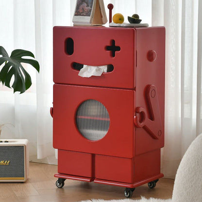 Contemporary Creative Kids Robot Shape High-density Composite Board Nightstand 2-Cabinet For Bedroom