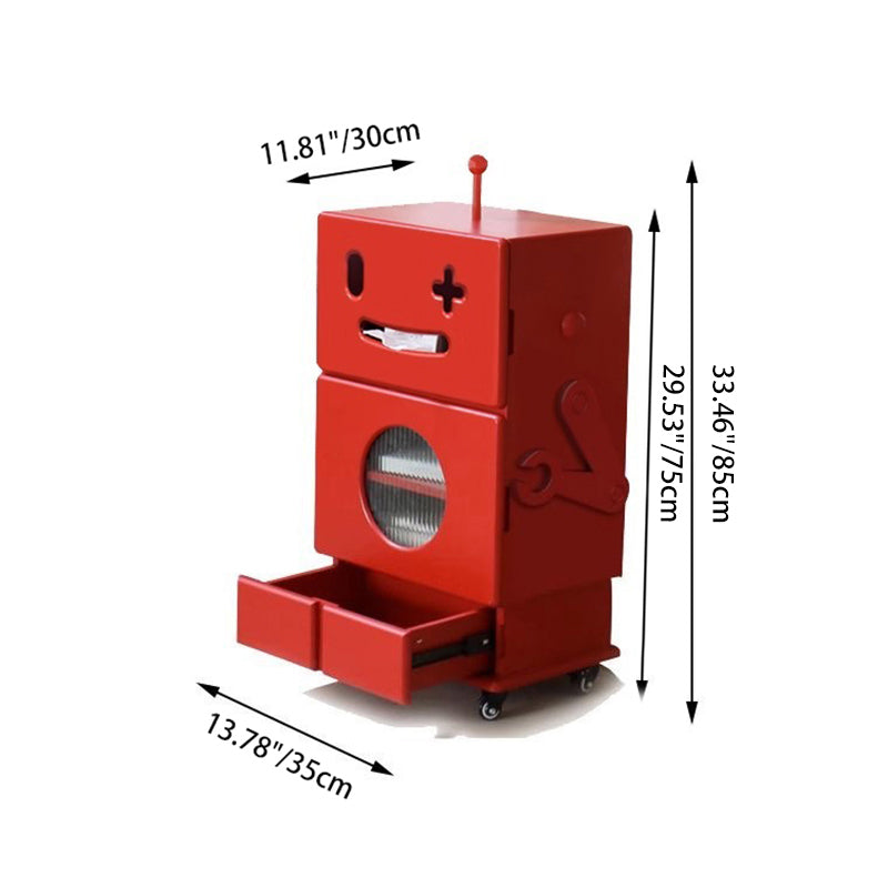 Contemporary Creative Kids Robot Shape High-density Composite Board Nightstand 2-Cabinet For Bedroom