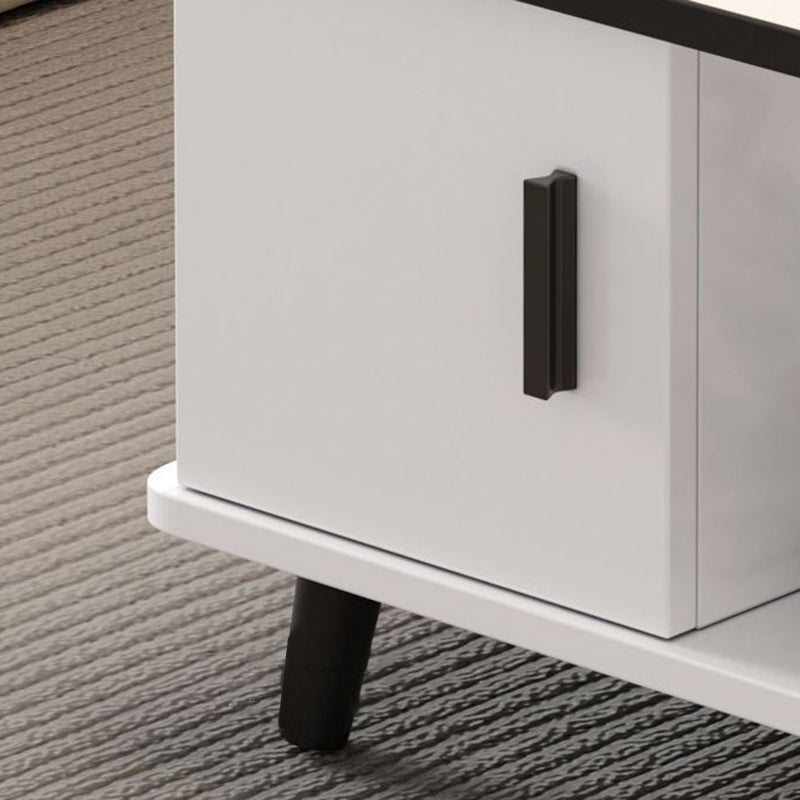 Contemporary Scandinavian Rectangle MDF Glass Low Coffee Table 1-Drawer For Living Room