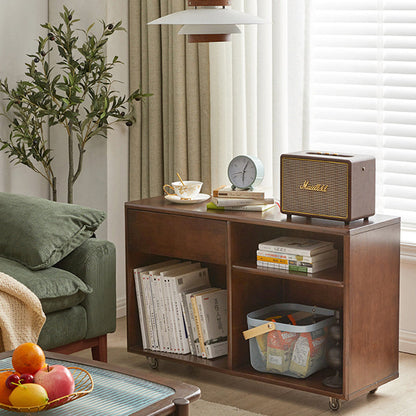 Modern Minimalist Rectangular Solid Wood Movable Side Table 1-Drawer For Living Room