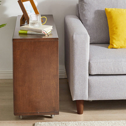 Modern Minimalist Rectangular Solid Wood Movable Side Table 1-Drawer For Living Room