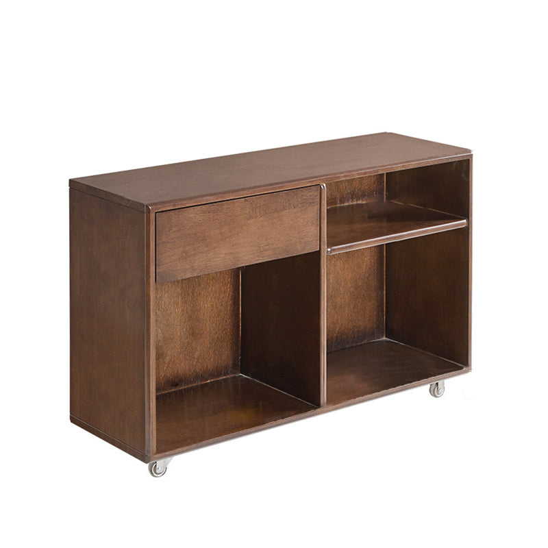Modern Minimalist Rectangular Solid Wood Movable Side Table 1-Drawer For Living Room
