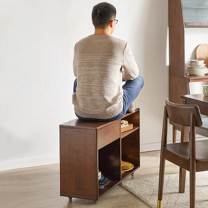Modern Minimalist Rectangular Solid Wood Movable Side Table 1-Drawer For Living Room