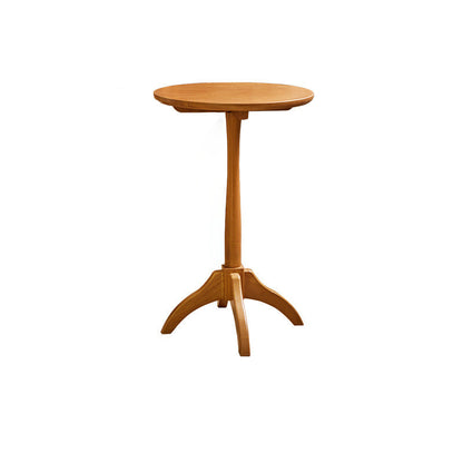 Modern Minimalist Round Solid Wood Removable Column Side Table 1-Tier For Living Room