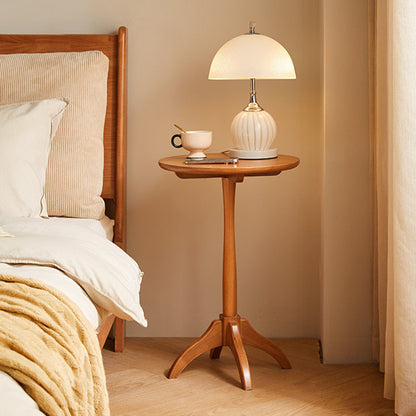 Modern Minimalist Round Solid Wood Removable Column Side Table 1-Tier For Living Room