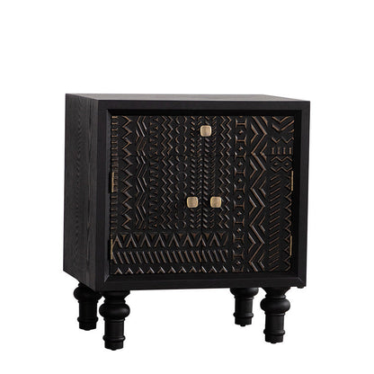 Modern Art Deco Rectangular Solid Wood Artificial Board Nightstand 1-Drawer For Bedroom