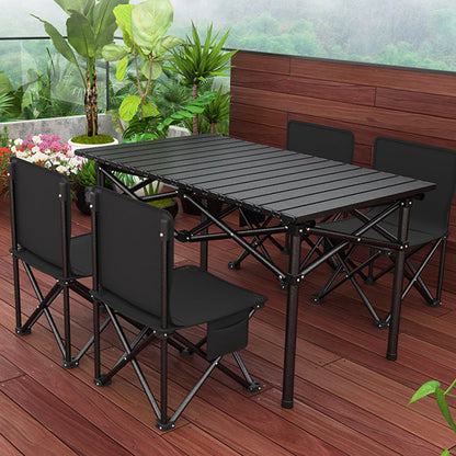 Modern Minimalist Rectangular Carbon Steel Foldable Outdoor Dining Table 1-Tier For Outdoor Patio