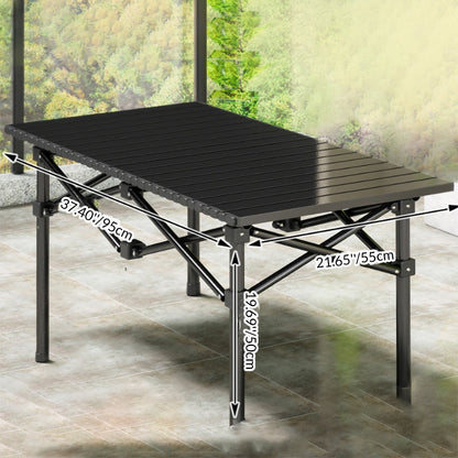 Modern Minimalist Rectangular Carbon Steel Foldable Outdoor Dining Table 1-Tier For Outdoor Patio