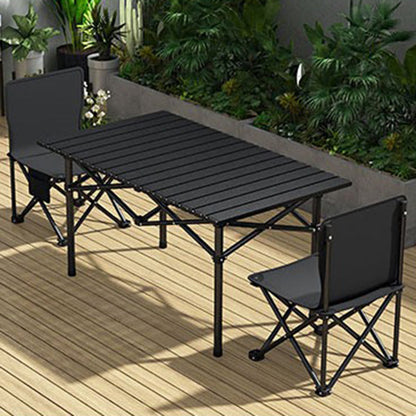 Modern Minimalist Rectangular Carbon Steel Foldable Outdoor Dining Table 1-Tier For Outdoor Patio