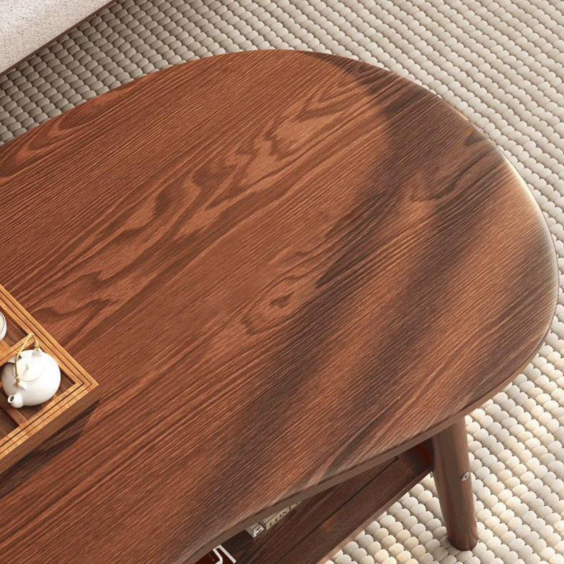 Modern Minimalist Cashew Shaped Rubberwood Coffee Table 1-Drawer For Living Room