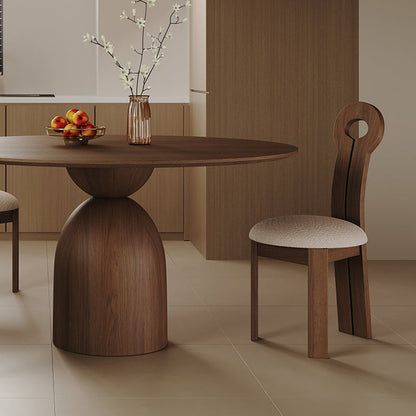 Modern Minimalist Round Sintered Stone Solid Wood Multi-layer Board Rubberwood Dining Table for 6 Seats
