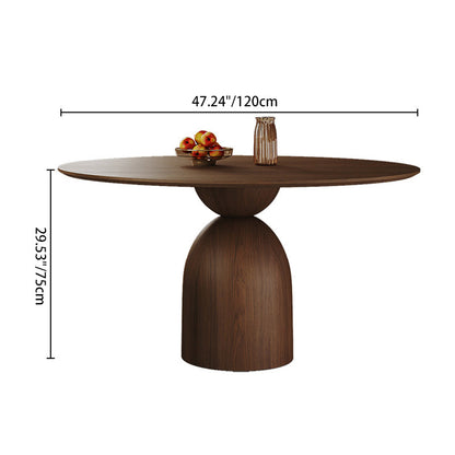 Modern Minimalist Round Sintered Stone Solid Wood Multi-layer Board Rubberwood Dining Table for 6 Seats