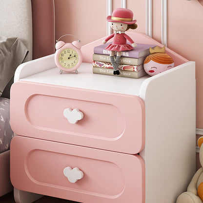 Contemporary Creative Kids Square MDF Nightstand 2-Drawer For Bedroom