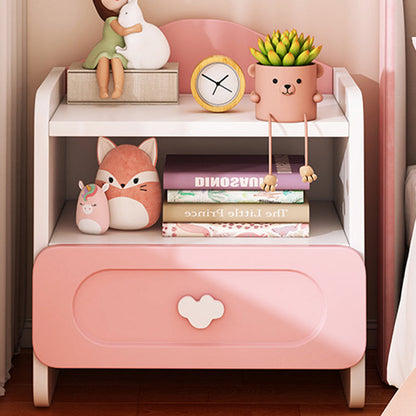 Contemporary Creative Kids Square MDF Nightstand 2-Drawer For Bedroom