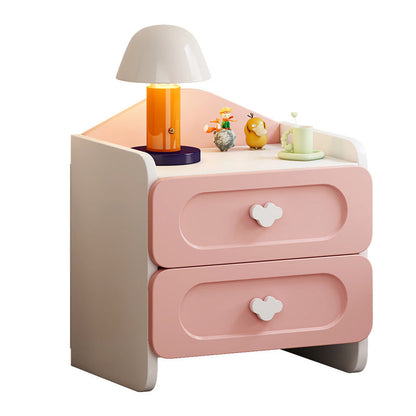 Contemporary Creative Kids Square MDF Nightstand 2-Drawer For Bedroom