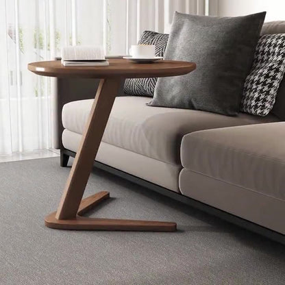 Modern Minimalist Round Rubberwood Side Table 1-Tier For Living Room